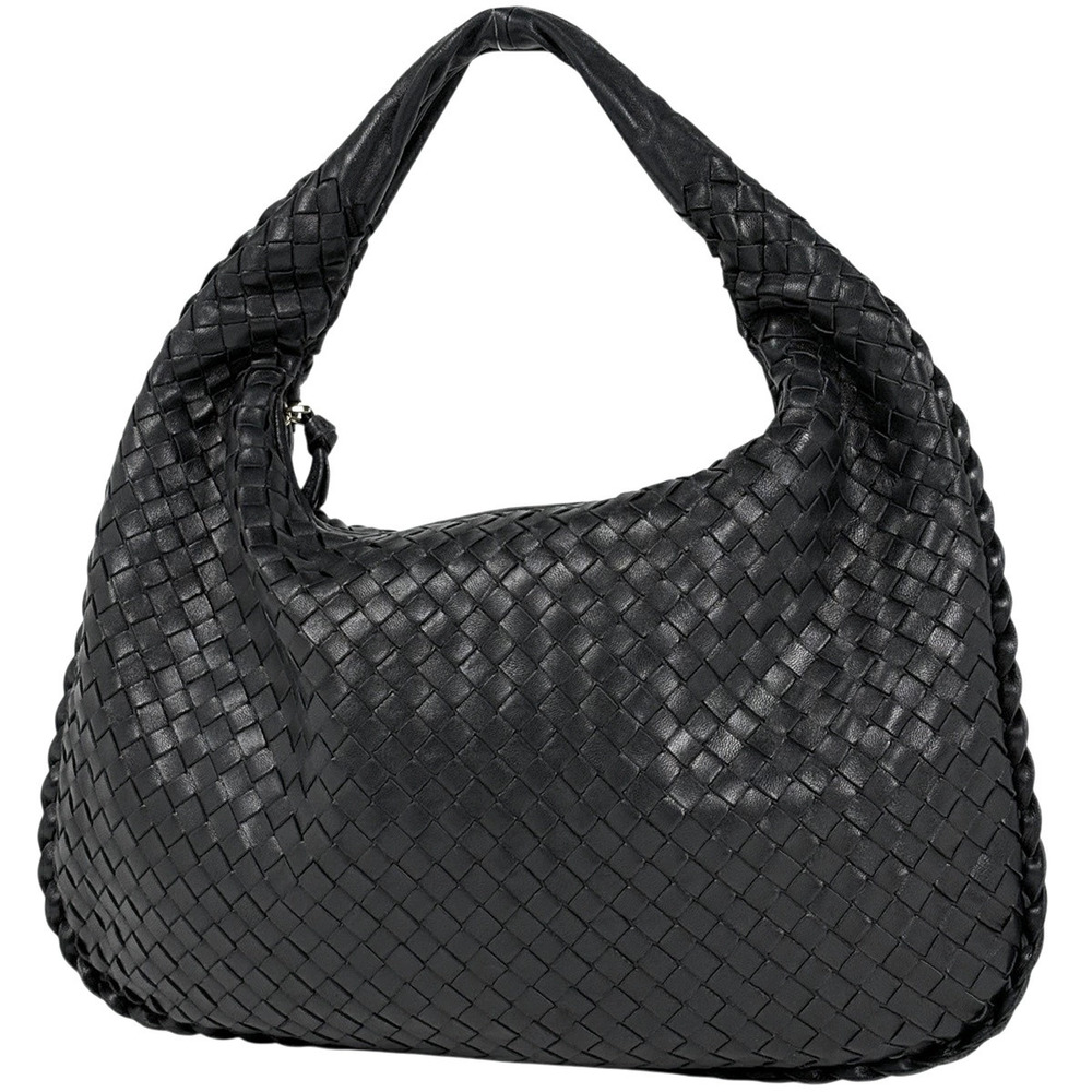 Bottega Veneta Intrecciato Shoulder Bag Hobo Leather Black